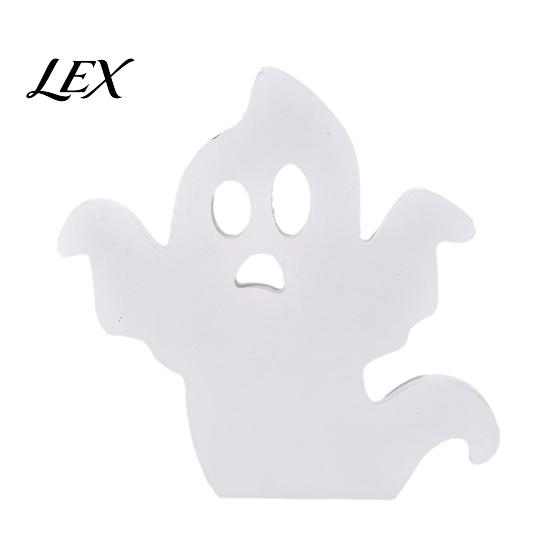 Halloween Party Table Decor Cute Ghost Wooden Sign, Spooky White Standing Minimalist Display Figurine Block Sign for Holiday Tiered Tray Centerpiece,