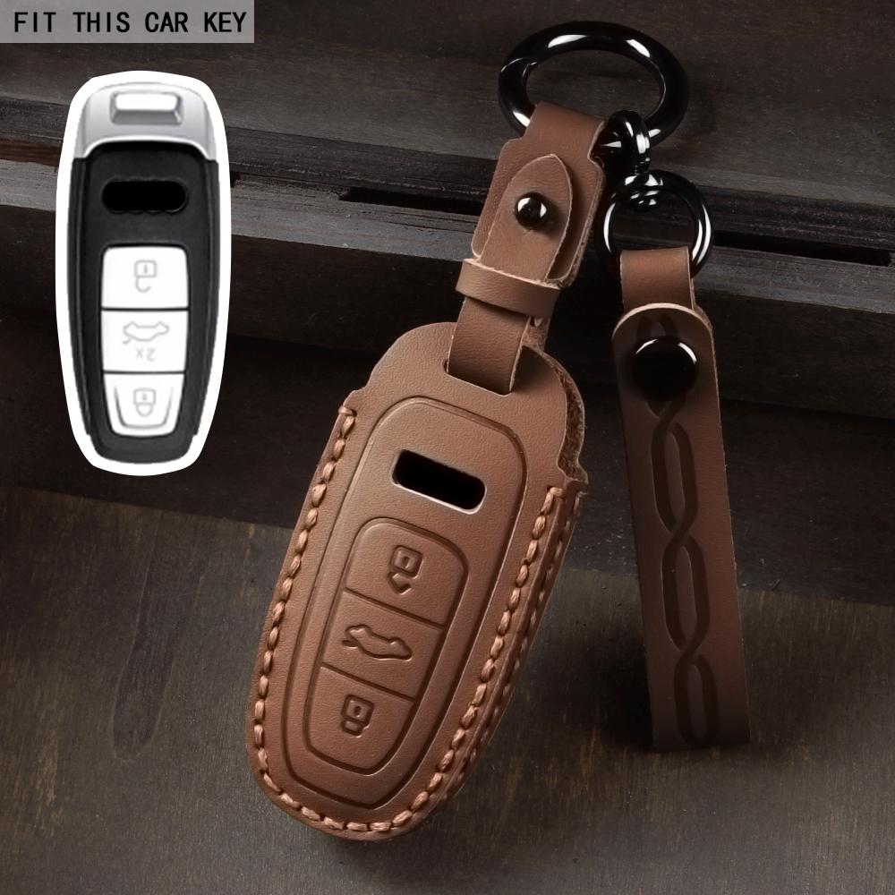 Leather Car Key Case Cover for A3 A4 B9 A6 C8 A7 S7 4K A8 D5 S8 Q7 Q8 SQ8 E-tron 18 2019 2020 2021 2022 2023