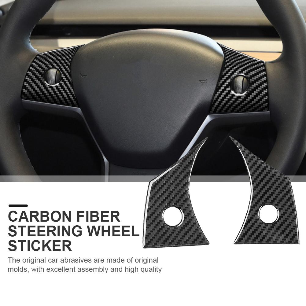 Декоративная наклейка из углеродного волокна, внутренняя панель, наклейка, отделка, универсальная наклейка на кнопку автомобиля, украшение для Tesla Model 3