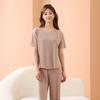 Женский комплект пижамы Ice Silk с короткими рукавами и широкими штанами, комплект летней ультратонкой двухкомпонентной пижамы для дома и сна