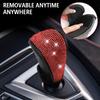 Crystal Diamond Car Gear Shift Knob Cover, Sparkly Auto Transmission Shifter Handle Protector, Velcro Wrap Interior Decoration for Women Girls