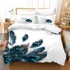 Colored Peacock Feather Printed Bedding Home Spin Deluxe Down Quilt Cover Pillowcase 2/3 Adult Children Bedroom Queen King Size
