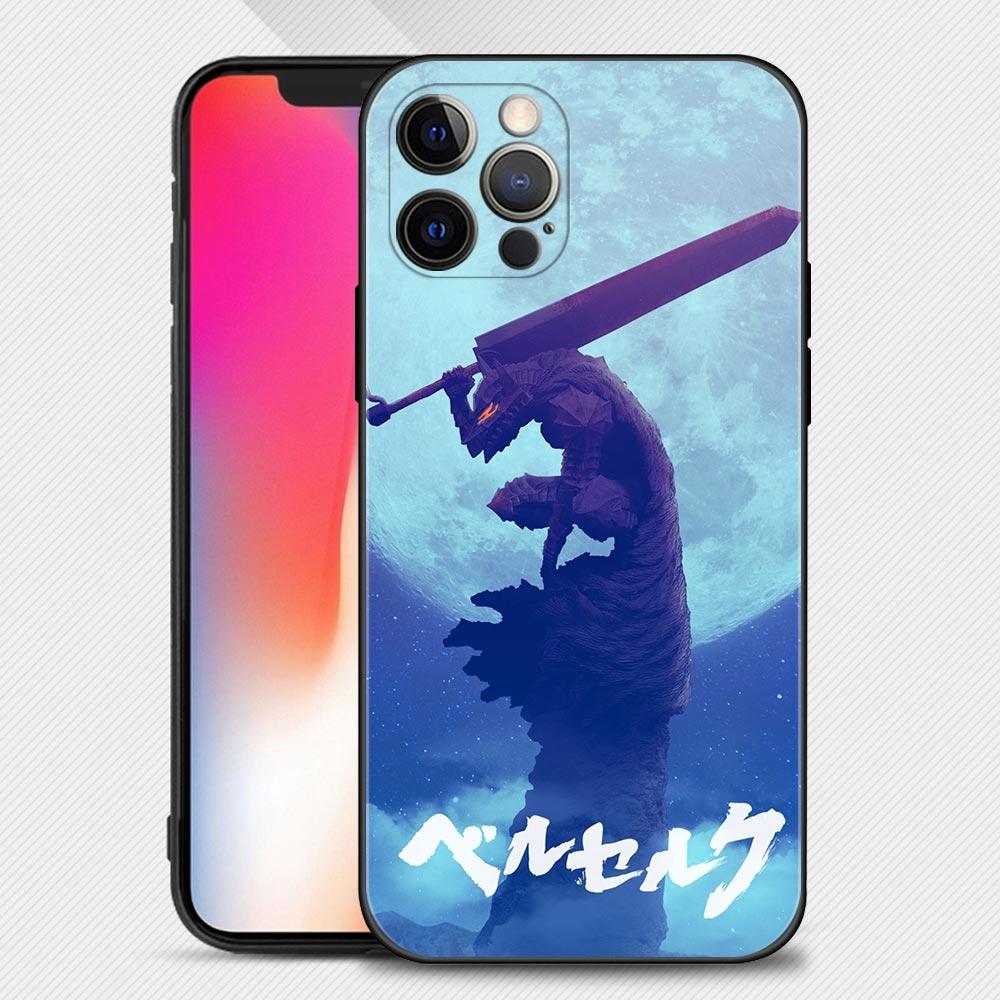 Чехол для телефона для Iphone 14 13 12 11 Pro Max Xs Max Xr X 7 8 Plus 12 Mini 6s, силиконовый чехол Black Shell Berserk Guts Anime
