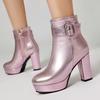Luxury Women's Ankle Boots High Heels Platform Short Boot Zipper Gold Silver Pink Red Party Dance Shoes Female Large Size 45 48
