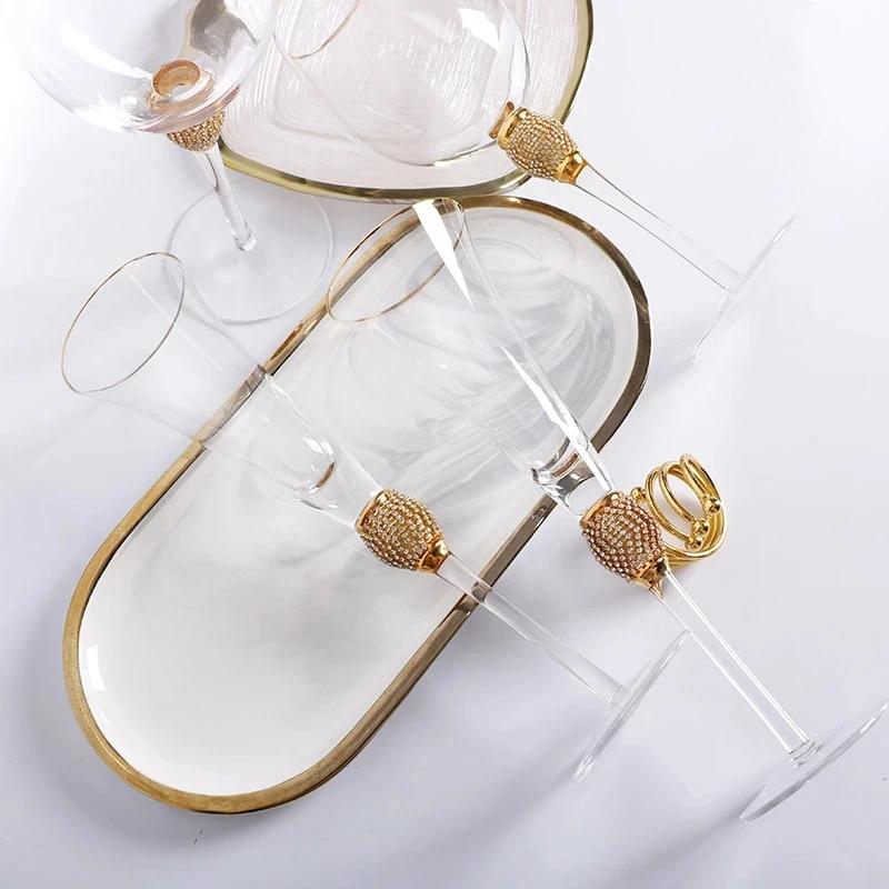 4/2 шт. креативный стеклянный стакан с золотой окантовкой для красного вина, коктейля, шампанского, виски, бокал для напитков, бокал для бара, бокал для вечеринки, свадебные принадлежности, подарок