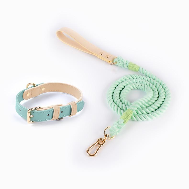2025 Hot Eco-Friendly Soft Breathable Leather Modern Dog Collar with Leashes Set For Pets
