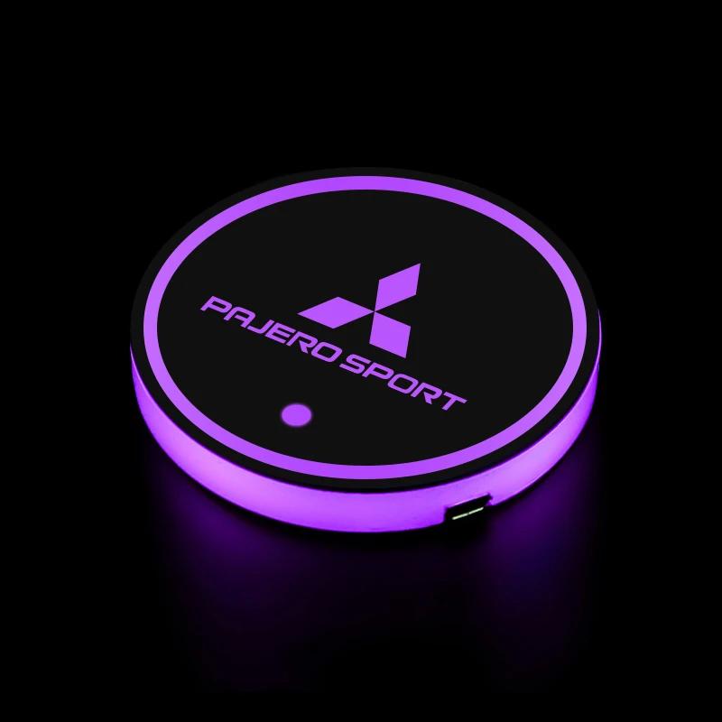 Универсальная светодиодная подставка под стакан с USB-зарядкой, предметы декора салона автомобиля для Mitsubishi Triton L200 Pajero Sport