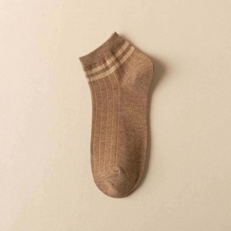 Мужские весенне-летние новые простые спортивные хлопковые дышащие влагоотводящие носки-подследники с двумя полосками