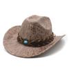 Textured Western Cowboy Hat Men'S And Women'S Vintage Belt Big Eaves Outdoor Shade Jazz Hat