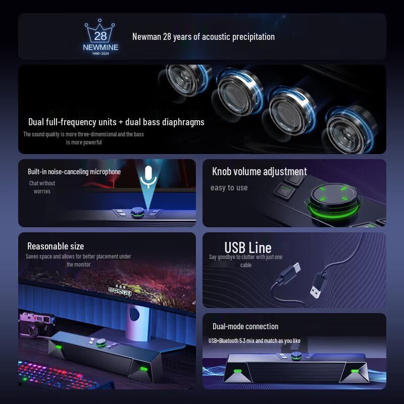 Newman V1 Wired Gaming Speaker with Microphone