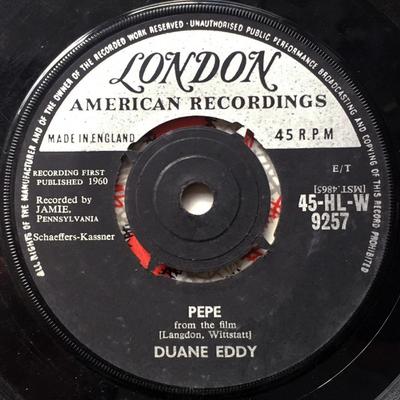 7-дюймовая пластинка DUANE EDDY - Pepe 45HLW9257 London Records, 1960 Великобритания Рок Б/У