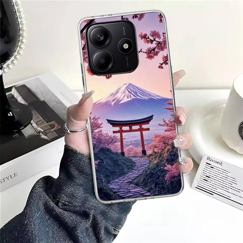 Японская вишня Гора Фудзи Мягкий чехол для телефона для Xiaomi Redmi Note 15 14 14S 13 12 Pro Plus 12S 11 11S 11E 10 10S 11T 5G Fundas Co