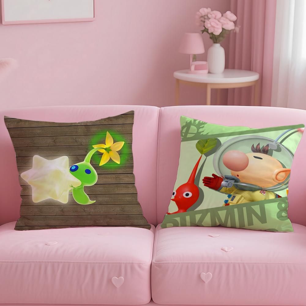 Cartoon anime PPIKMINS Pillow Case Soft Plush Fabric DoubleSided Printed Cushion Cover Warm Winter Sofa Pillow Case