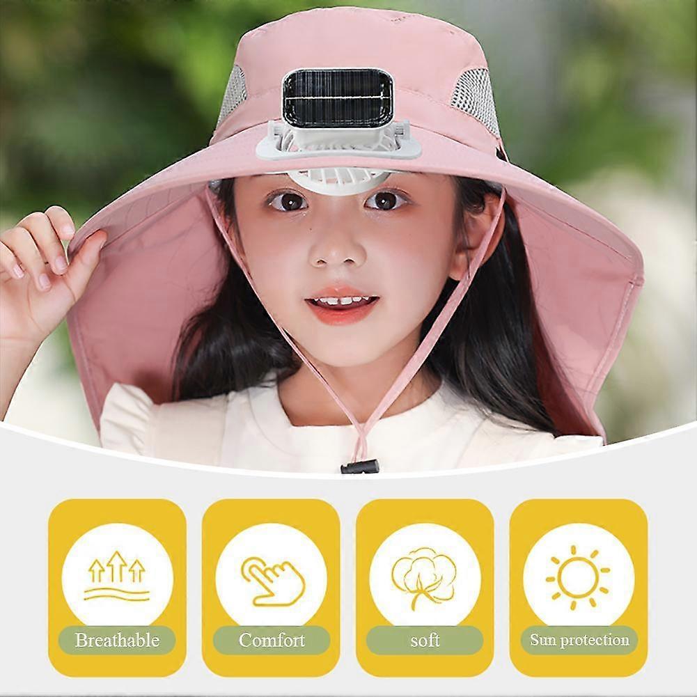Wide Brim Solar Fan Outdoor Fishing Hat-Solar