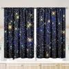2 Pieces - Starry Sky - Printed Curtain - Polyester Material - for Bedroom Living Room Study Anti-privacy Curtain