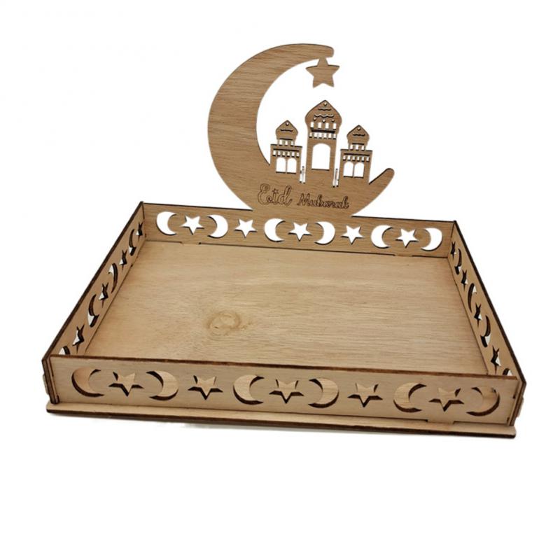 Украшение для деревянного подноса для еды на Ид Мубарак Исламский Ид аль-фитр Рамадан Украшение стола Поднос для десертов Поделки Украшения для праздников