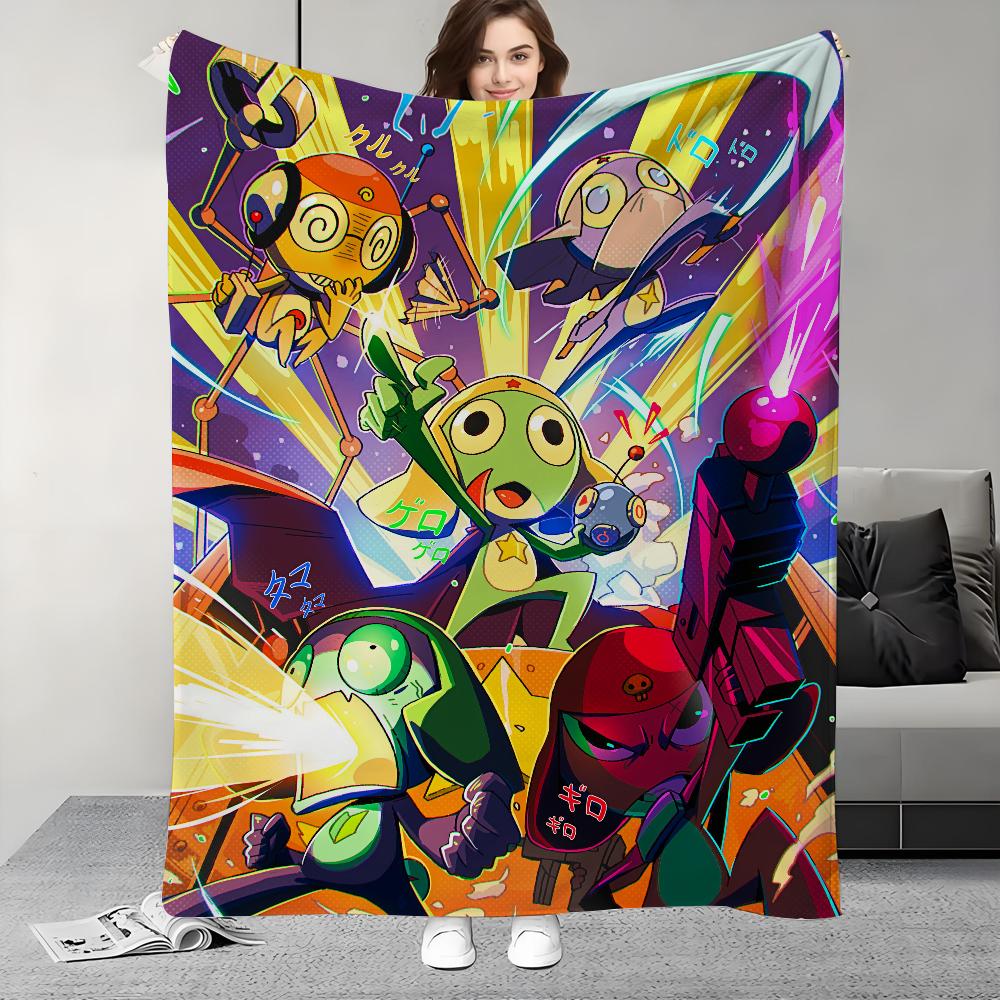 Funny Cartoon Keroro Gunsou Frog Blanket Design Lightweight For Dorms, Naps, Living Room, Office,Sofa,All-Season