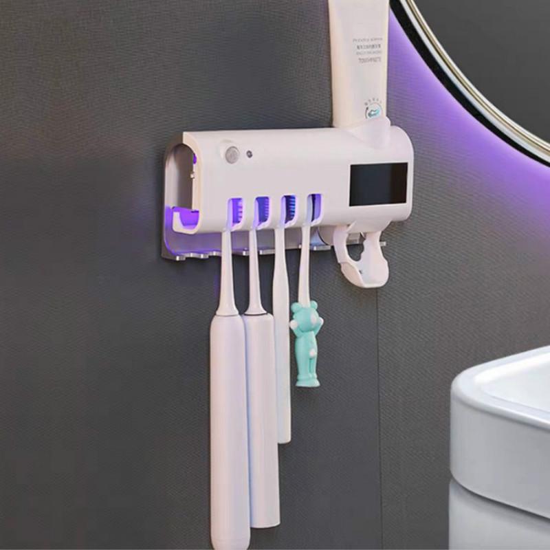 Toothbrush Holder Ultraviolet Sterilization Intelligent Sterilizer Perforation-free Wall-mounted Tooth Cleaning and Toothpaste Squeezing Device MIT