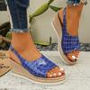Women's Wide Width Peep-Toe Sandals, Platform Wedge Heel Slides, Buckle Detail Waterproof Shoes for Women