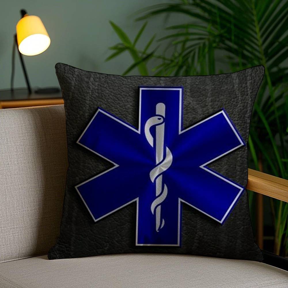 E-EMT EMS Ambulance Pillow Case Sofa Short Plush Double-sided HD Printing Room Home Office Gift Cushion Cover