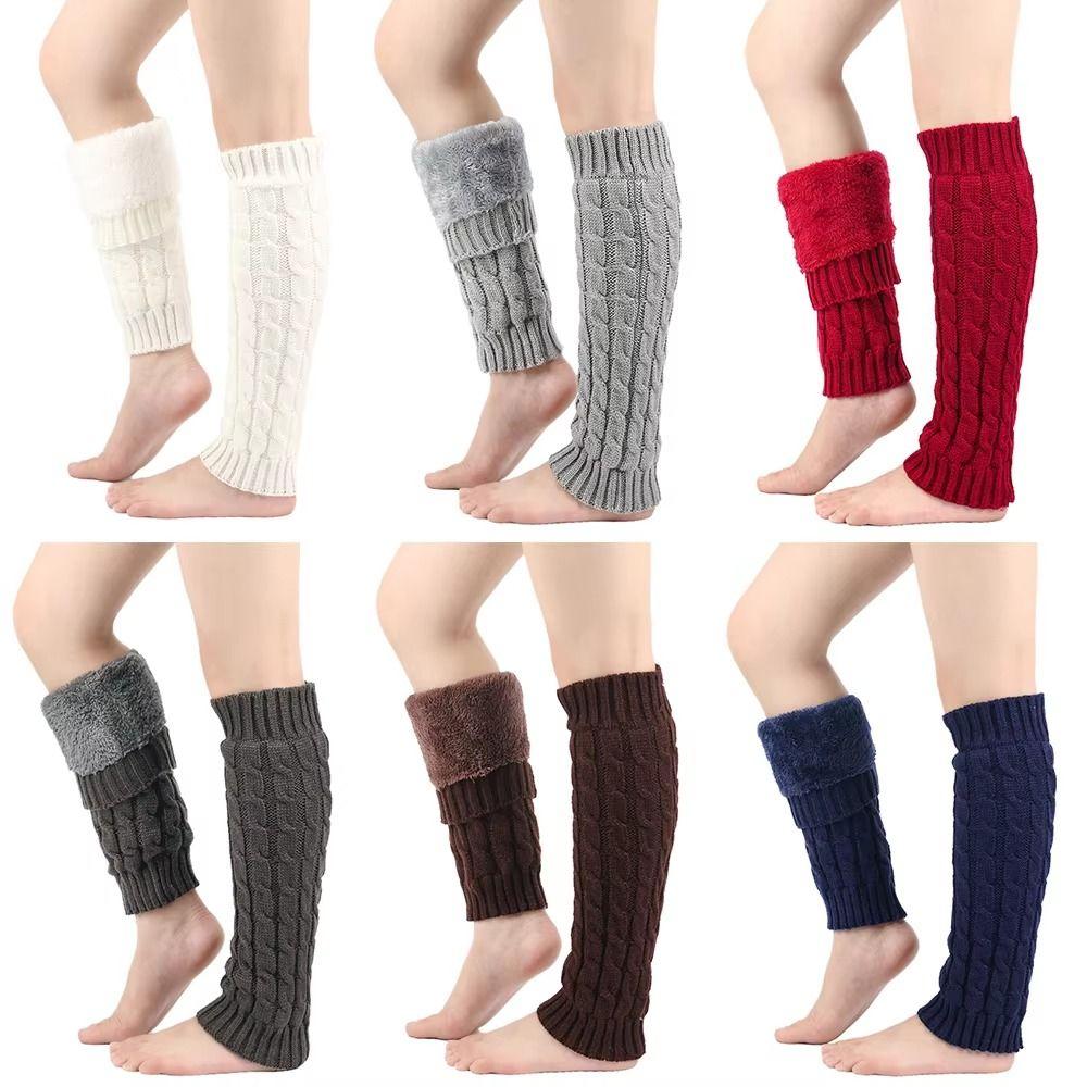 Double-Layered Women Leg Warmers Twist Pattern Ankle Warmer Knitting Leg Warmers  Autumn Winter