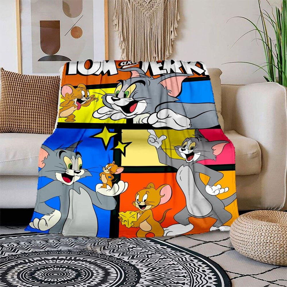Tom and Jerry Poster Kids Room Decor Wall Art PrintBlanket Flannel Throw Blanket for Sofa, Bed, Travel, Camping, Office
