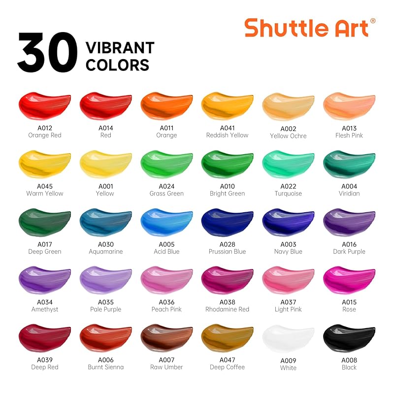 Shuttle Art acrylic paint 54 piece set 30 color paint set wooden easel canvas board brush palette brush washing bucket quick drying Water resistant