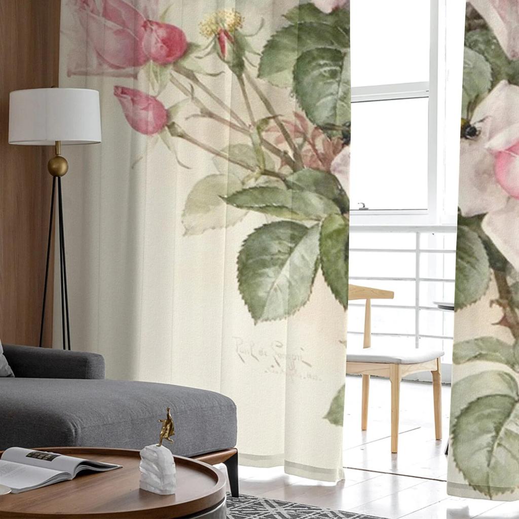 Розовая роза, винтажная тюлевая оконная занавеска для гостиной, современная прозрачная занавеска для спальни, кухни, шторы на заказ