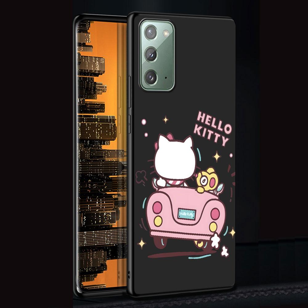 Cute Hello Kitty Case for Samsung Galaxy Note 20 Ultra 10 Plus 9 8 TPU Phone Cover Note 10 Lite Black Soft Shell Funda Capa