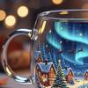 10oz Christmas Painted Mug Winter Scenery Painted Mugs Stained Glass Holiday Drinking Coffee Cup for Cafe Home Bar Decor