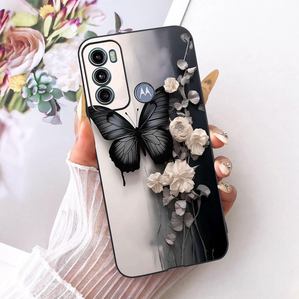For Motorola Moto G40 Fusion / Moto G60 Phone Case Bow Pattern Colorful Butterfly Flower Back Cover Soft Matte Silicone Casing