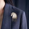 Retro Brooch Tasseled Horse Head Design Men Women Pin Clothes Hats Bags Collar Badge Fashion Accessory