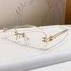 Cut Rimless Y2K Sunglasses for Women Fashion Gradient Alloy Small Square Glasses Men Hip Hop Punk Eyewear
