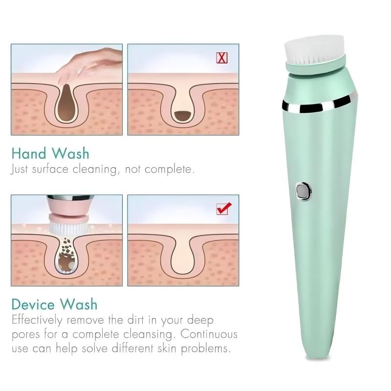 4 in 1 Electric Facial Cleansing Brush Waterproof IPX7 Face Massager Cleansing Device for Deep Cleaning Removal Blackhead Pore