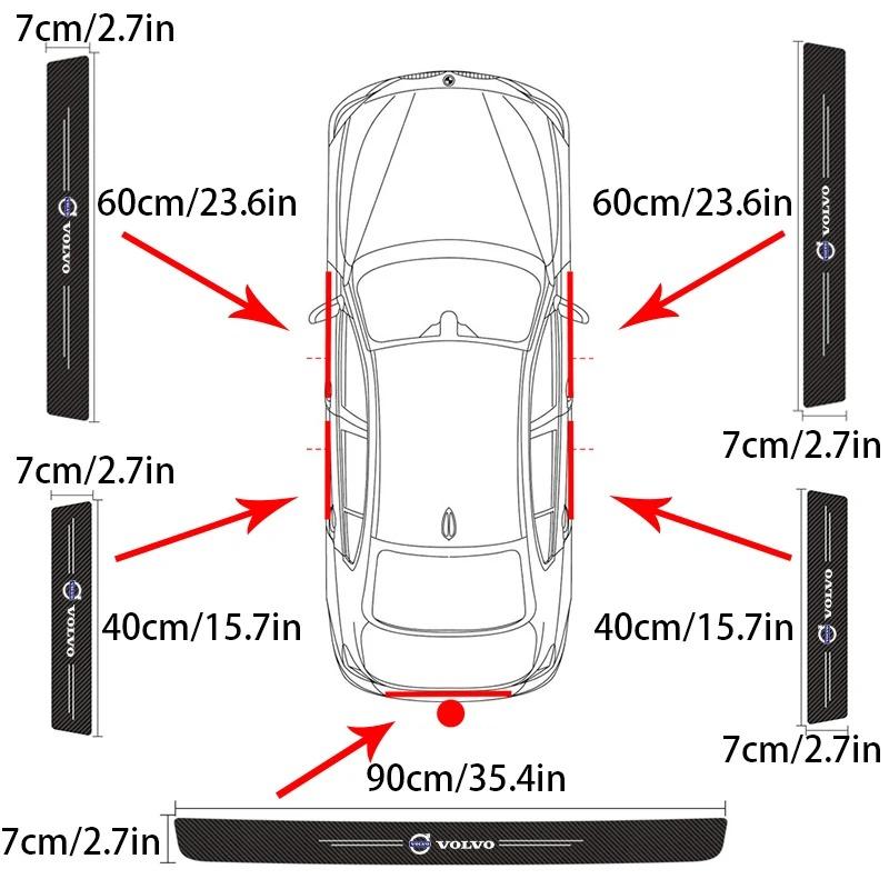 Carbon fiber protective stickers for car door sill side anti step bumpers For Volvo XC60 XC40 V60 V40 XC90 XC70 V50 S60 V70 S90