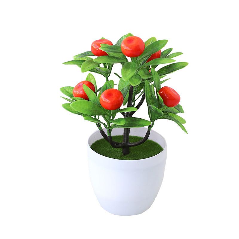 Plastic Simulated Lemon Peach Strawberry Fruit Tree Artificial Potted