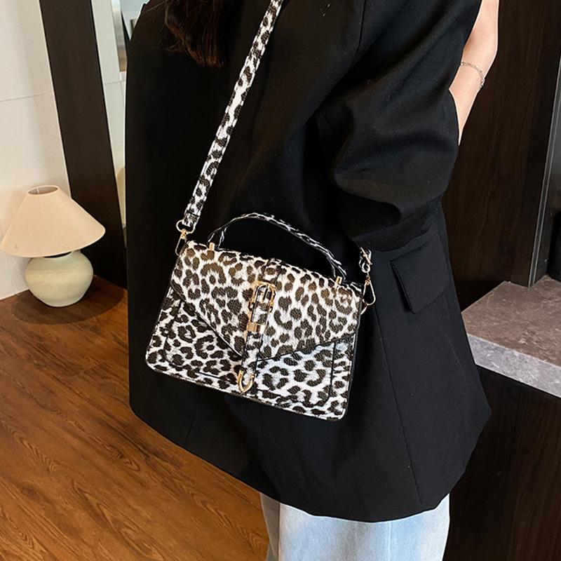 Summer New Design Y2k Leopard Print Small Flap Bag Motorcycle Style Women's PU Leather Shoulder Crossbody Bag
