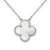 Clover Necklace K18 Pearl White Gold 18K Quatrefoil Gift Engraved Women's (A. White)