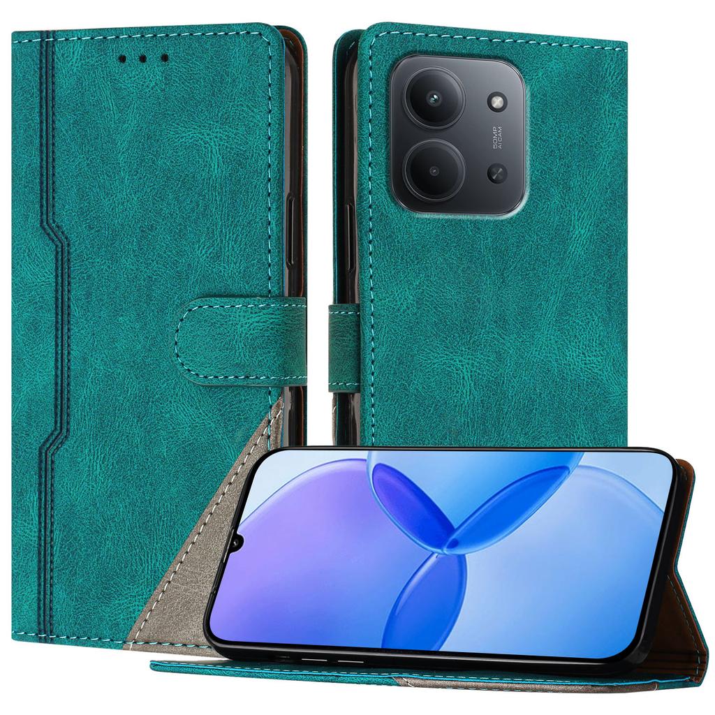 Для Xiaomi Redmi 15C 5G (США) (173мм)/Xiaomi Redmi 15C 4G (США) (173мм) Кожаный чехол Трехцветный лоскутный кошелек Подставка Противоударный чехол для телефона