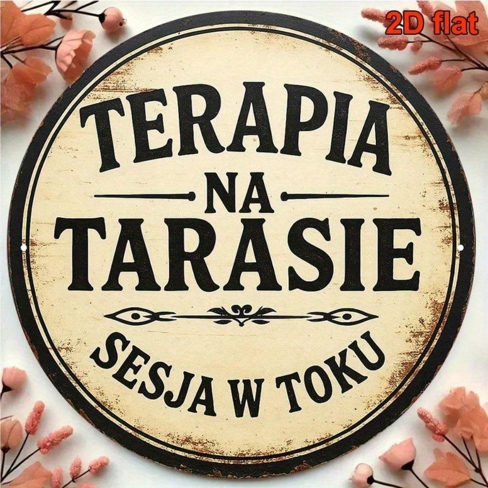 Винтажная круглая металлическая настенная табличка с польским текстом "Relax" Бежево-черная железная табличка Декор для дома, офиса, кафе, спа