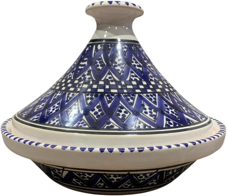 Royal Handmade Tunisian Midnight Blue Tagine – Traditional Ceramic Cookware for Oven – 27cm, Perfect for Fish, Poultry, Meat, Vegetables & Stews