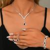 4PC Women's Fashion Simple Water Drop Necklace Earrings Bracelet Zircon Set Suitable for Wedding, Party, Festival Gifts