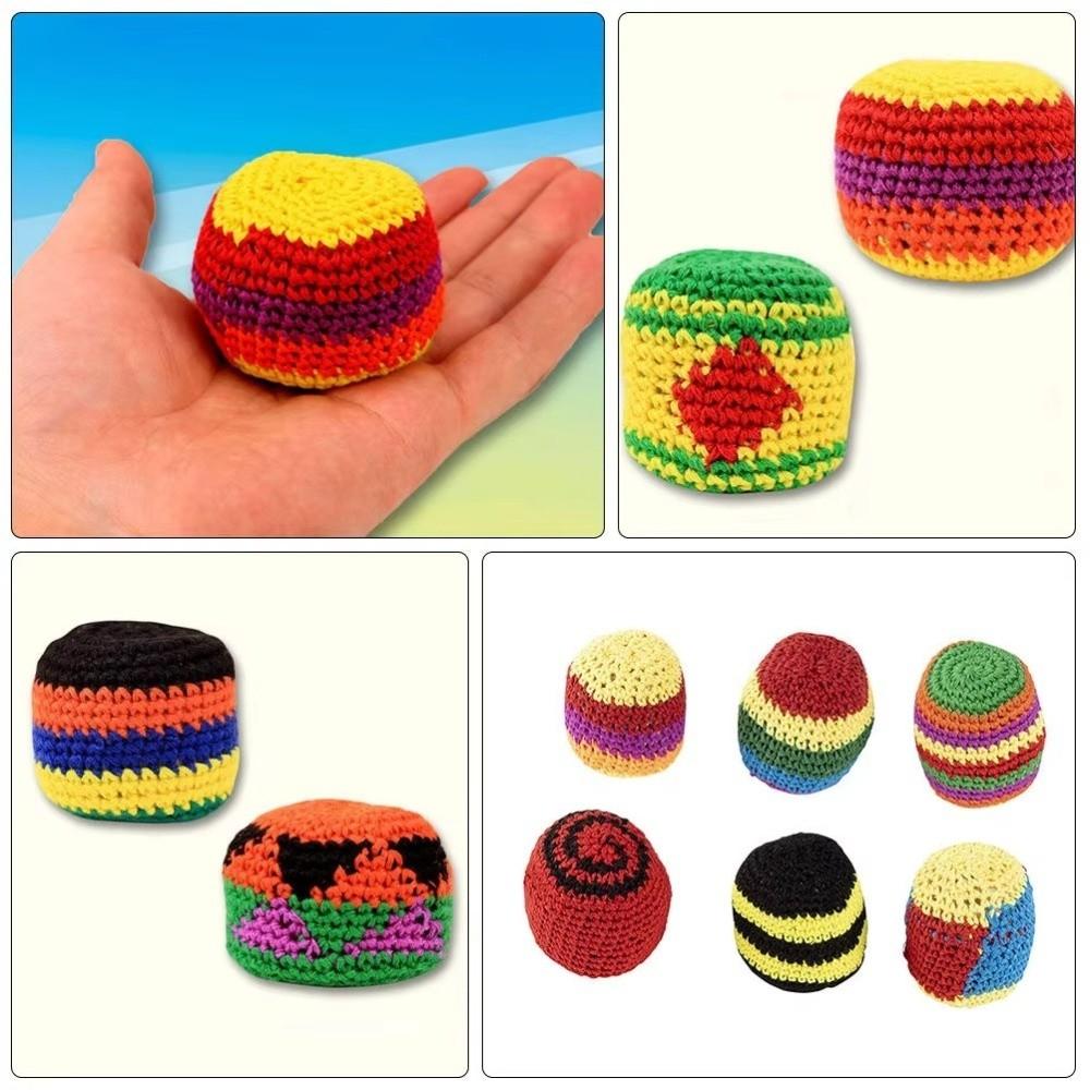 1/3/6/12Pcs Geometric Pattern Foot Bag Crochet Balls Durable Crochet Kick Sack Children