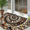 [Colorful Welcome Mat] Non-slip Colorful Pebble and Shell Welcome Mat | Easy-to-clean, Semi-circular, Suitable for Indoor/outdoor Use
