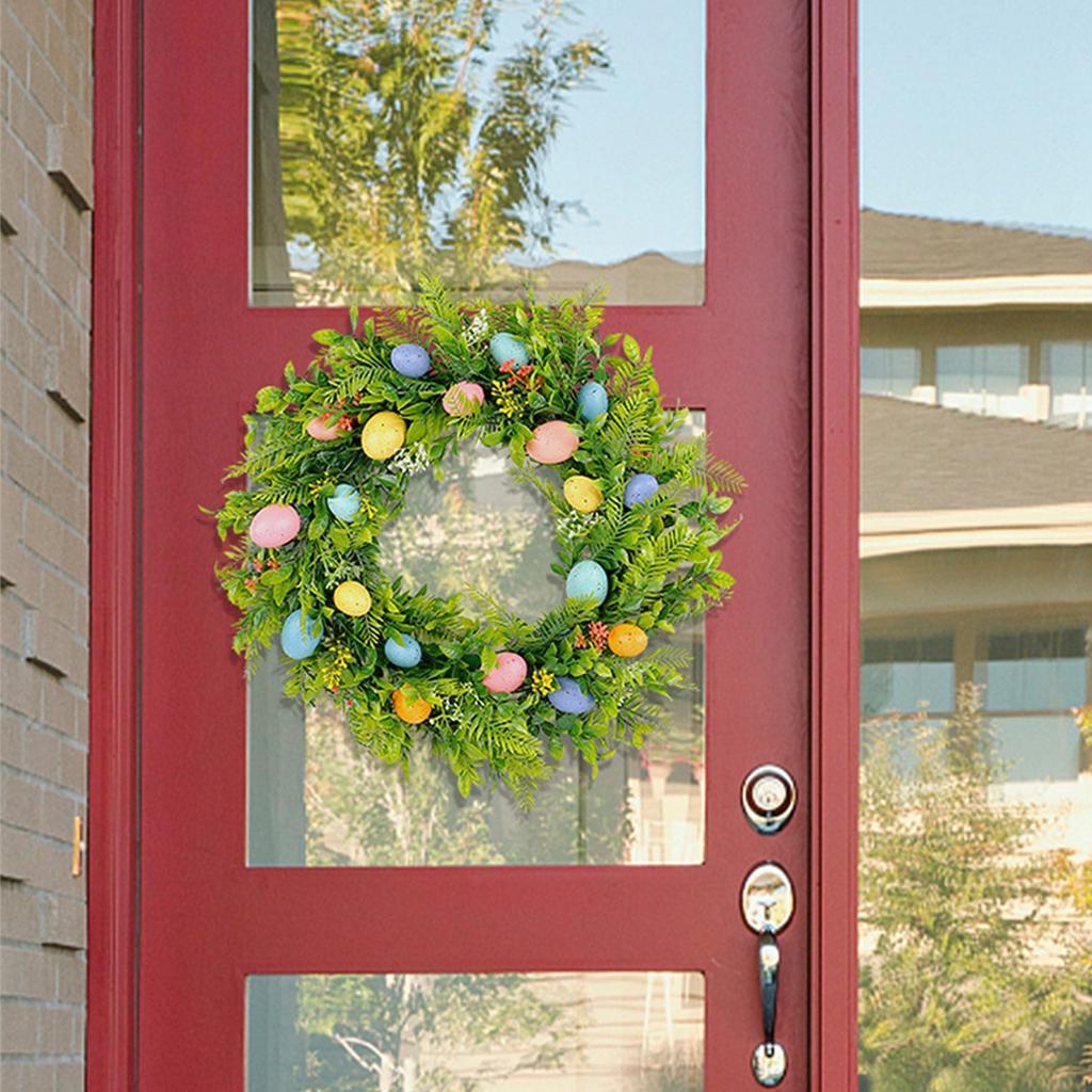 Пасхальный венок с пестрыми яйцами, весеннее украшение двери, нежный венок для пасхального украшения