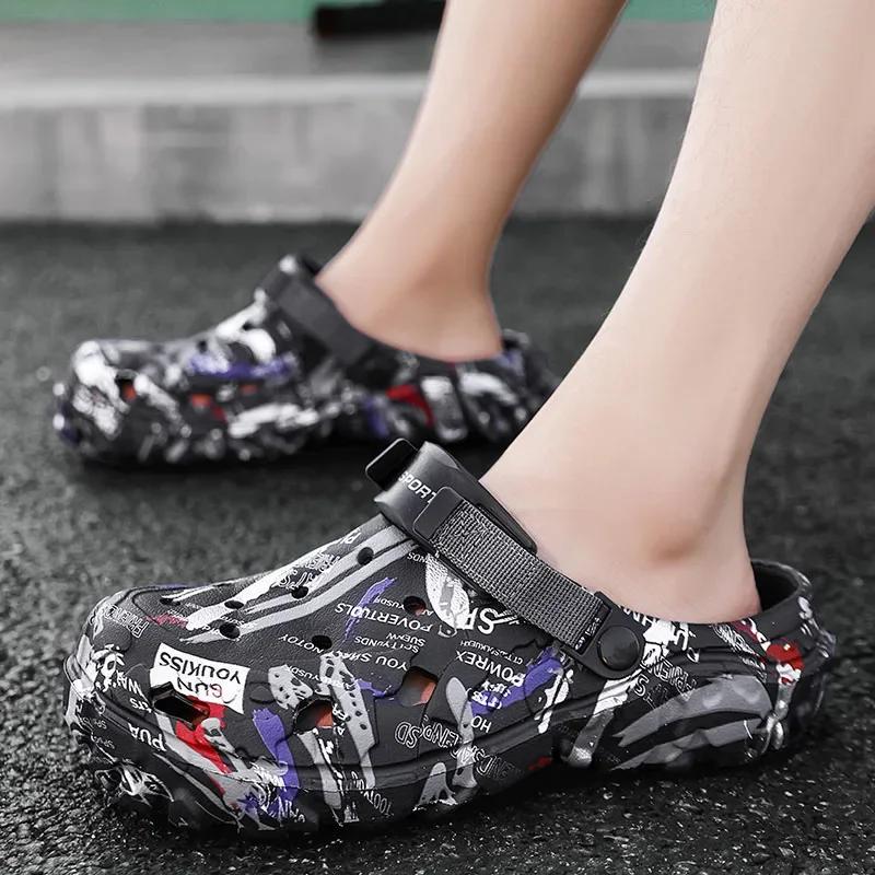 Summertime New Mens Slide Shoes Outside Garden Clogs Male Daily Wear Shoes Stylish Luxury Sandal Shoes Comfort Home Soft Slide Shoes 40-47