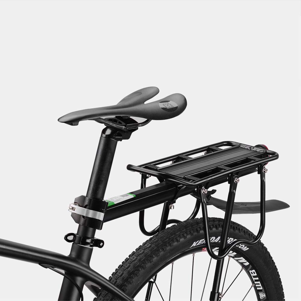 ROCKBROS Rear Carrier Bicycle Cargo Rack Touring Carrier Retrofit Aluminum Maximum Load Capacity 25kg Adjustable Easy Installation (Black)