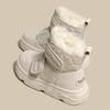 Fur White Boots Women Padded Cotton Shoes Winter Warm Pu Leather Snow Boots Footwear Thick Bottom Plush Short Ankle Boots