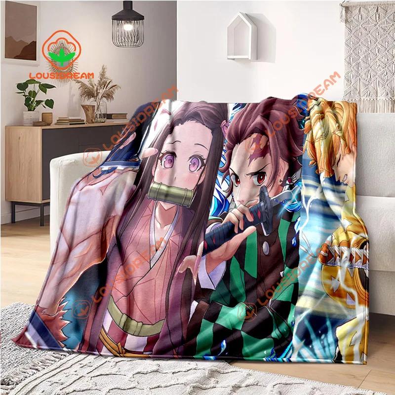 Японское аниме Demon Slayer Cartoon Plush Blanket Lightweight Home Sheet Sofa Cover Portable Travel warm blanket for all Seasons