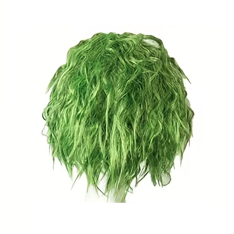 HAIRJOY Synthetic Hair Green Cosplay Wig Fluffy Short Curly Anime Hollowen Wigs for Women Men